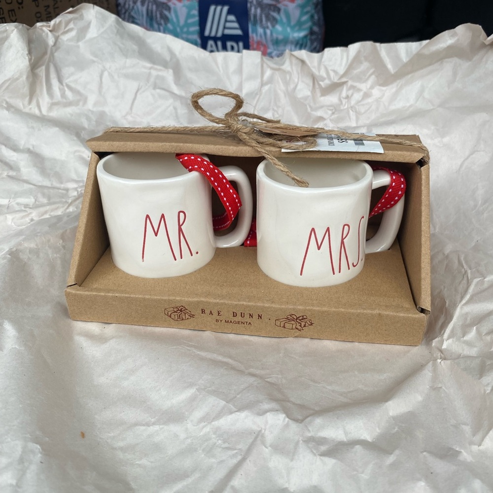 Rae Dunn Mr. and Mrs. Mug Ornaments